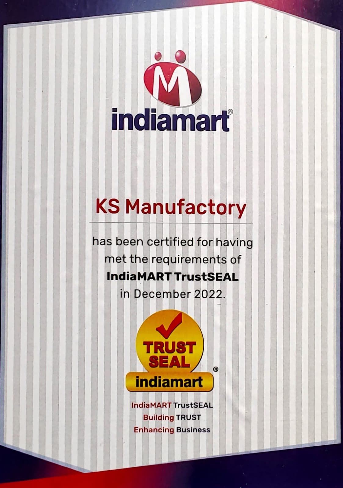 IndiaMART Certificate